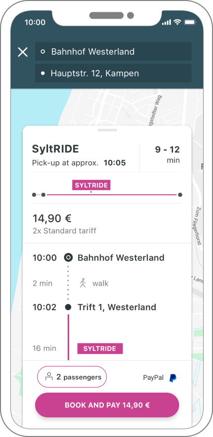 SyltRIDE booking screen
